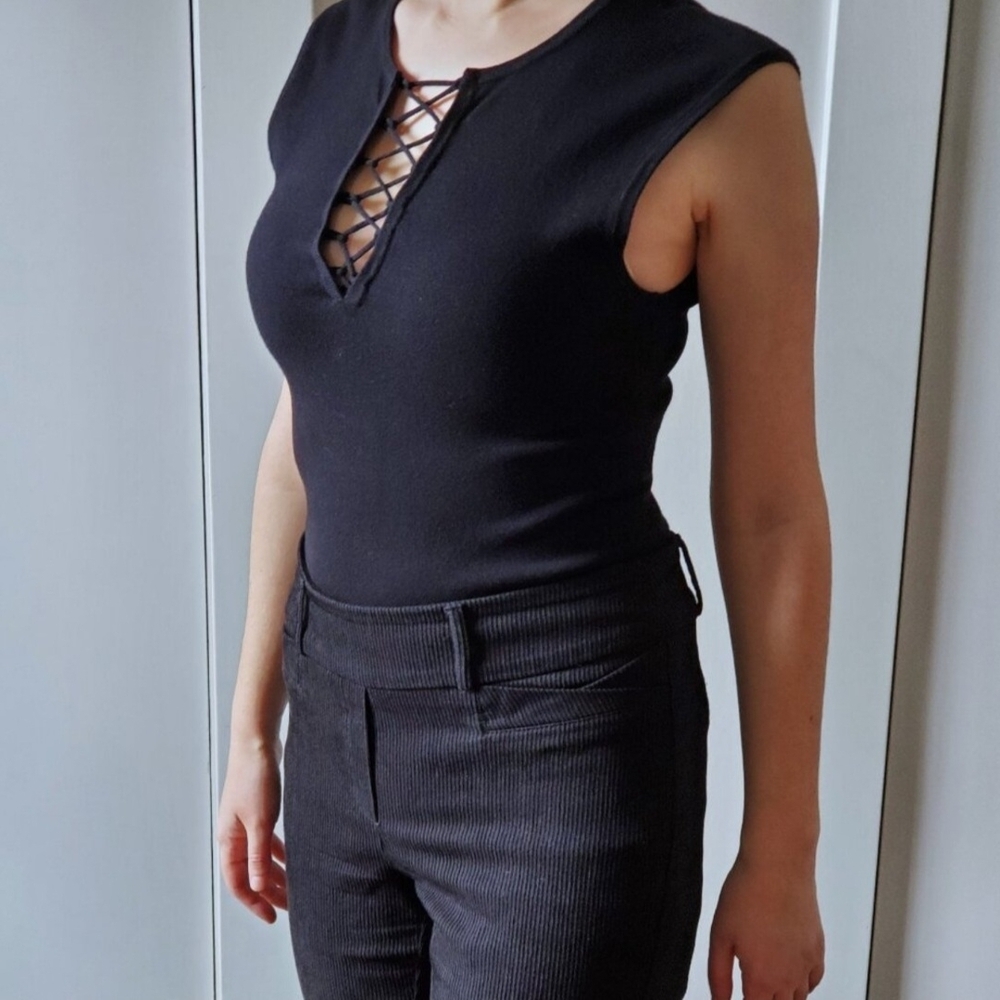 Le Chateau Black Lace-Up Top - Picture 2 of 5